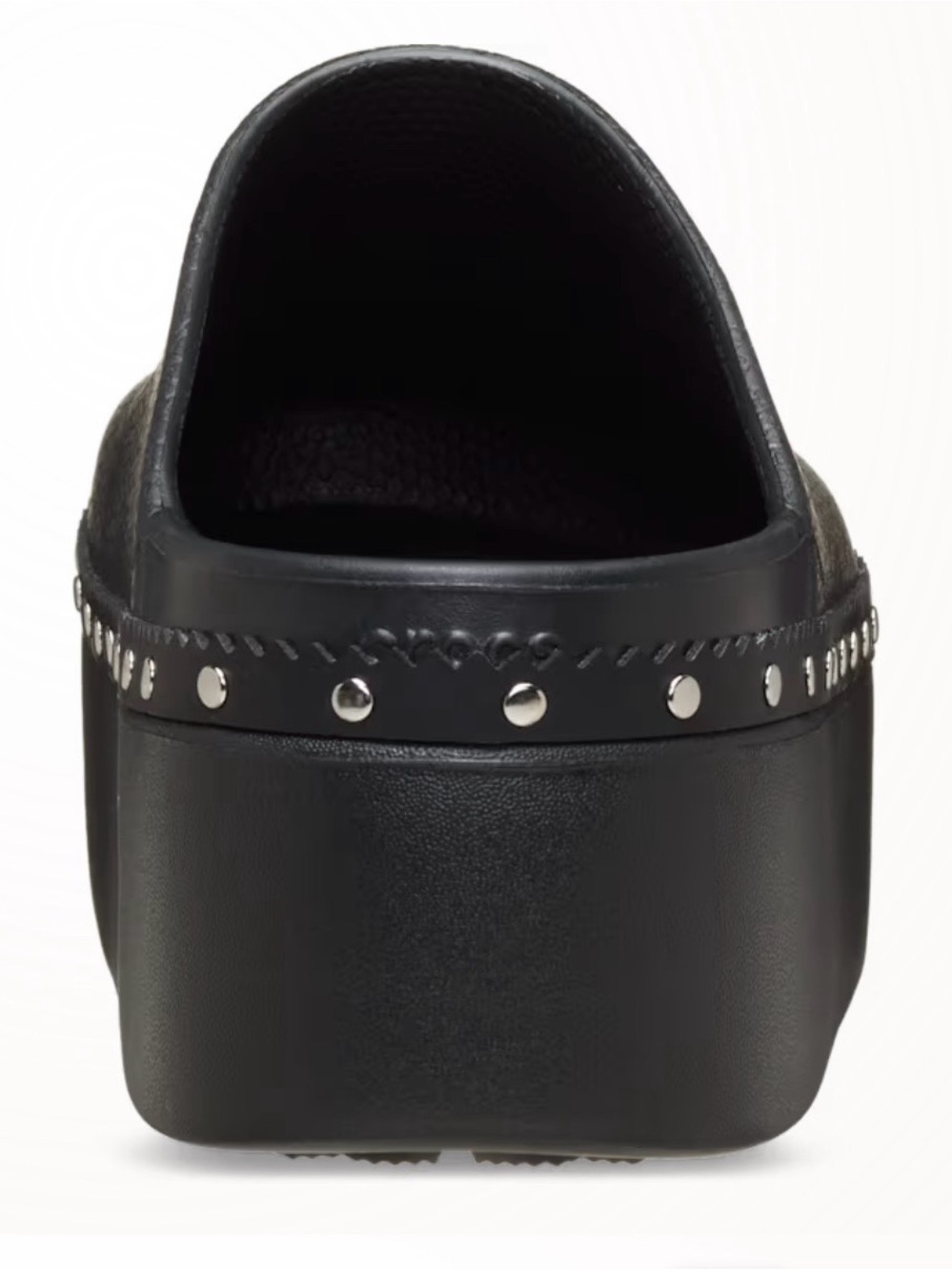 CROCS Black Platform Clog with Silver Stud Accents - Picture 4 of 7